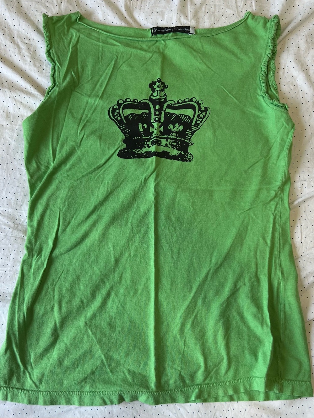 Green Crown Print Tank Top -  Ladies Casual Shell